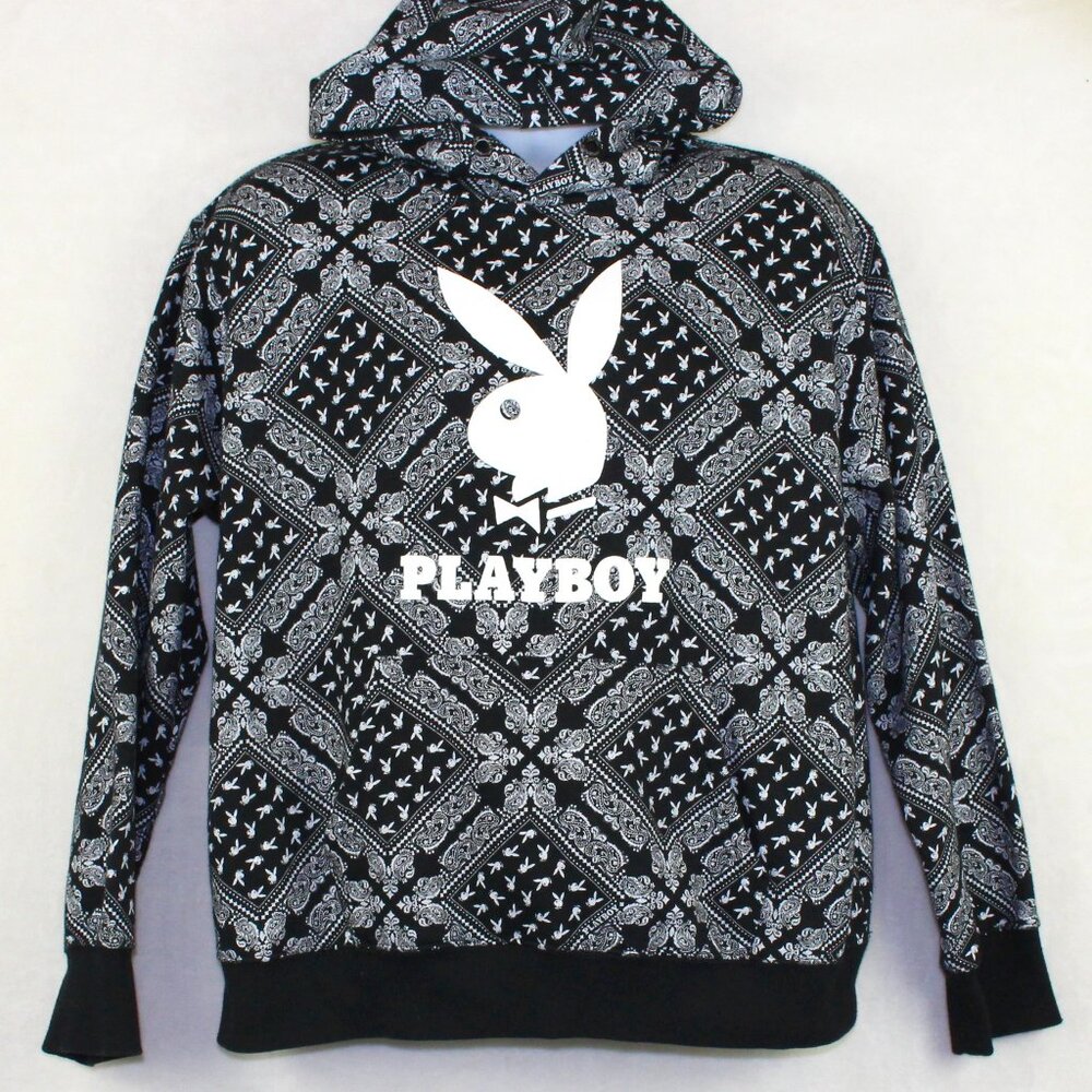 Playboy Logo Bandana Pattern Hoodie Unisex Large